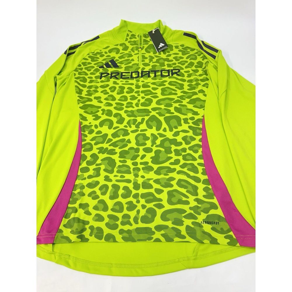 NWT Adidas PREDATOR Training Top Green Long Sleeves Track Soccer Top LARGE - Picture 2 of 12